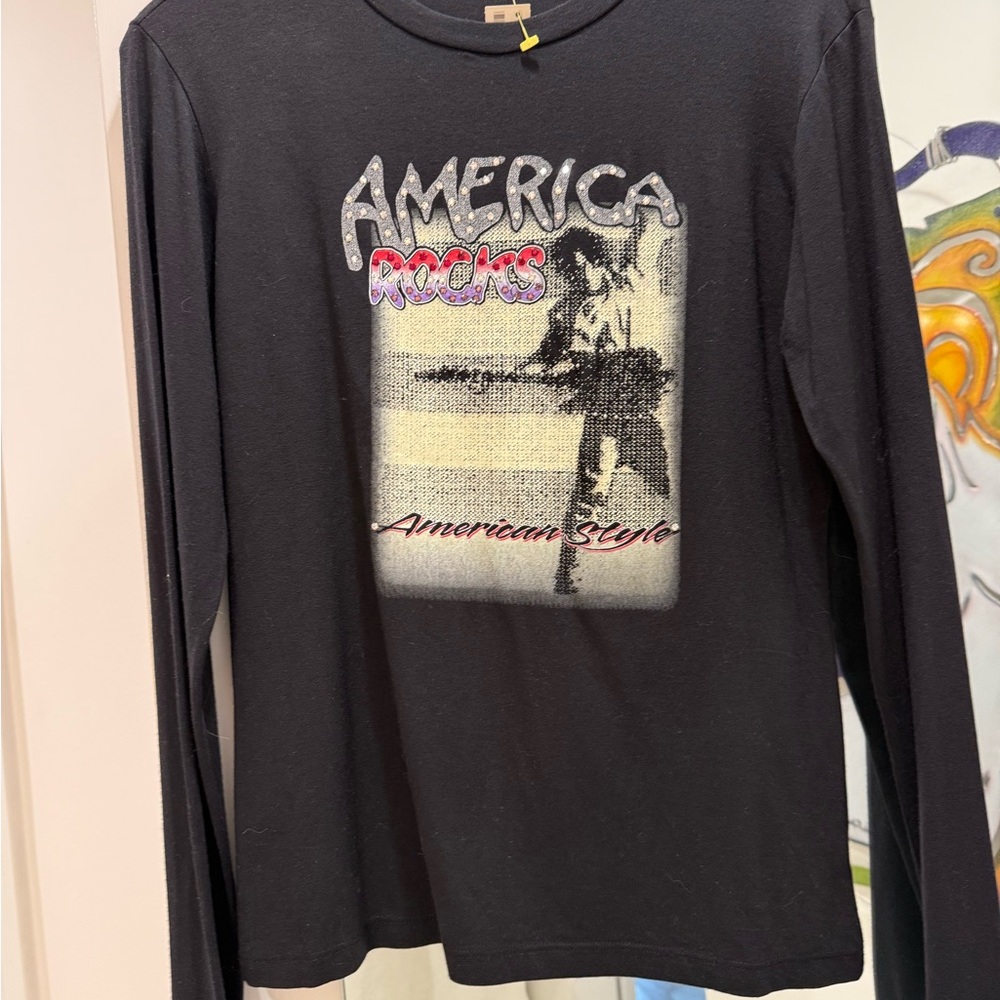 America Rocks Long Sleeve Graphic Tee - Black